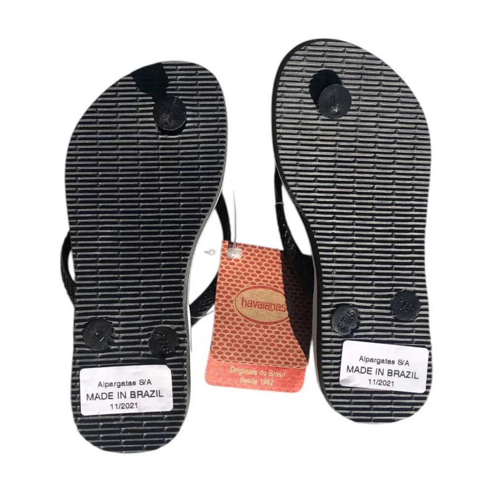 Havaianas Kids Leopard Print Flip Flops Black Strap, 11–12